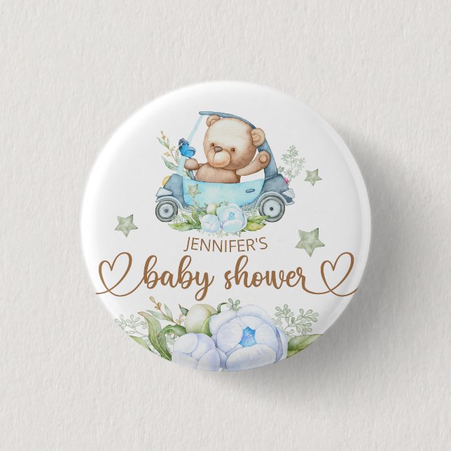 Teddy Bear Baby Bear Baby Shower 1 Inch Round Button (Front)