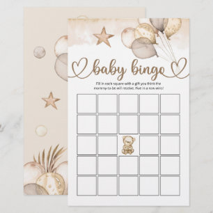 Teddy Bear Baby Bear Baby Shower Bingo Game