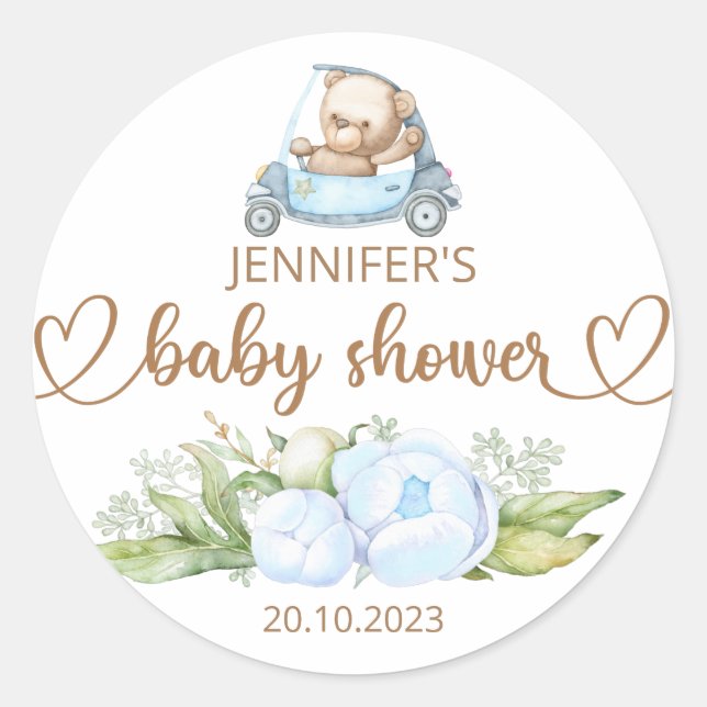 Teddy Bear Baby Bear Baby Shower Classic Round Sticker (Front)