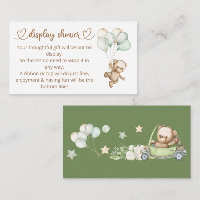 Teddy Bear Baby Bear Baby Shower Enclosure Card (Front/Back)