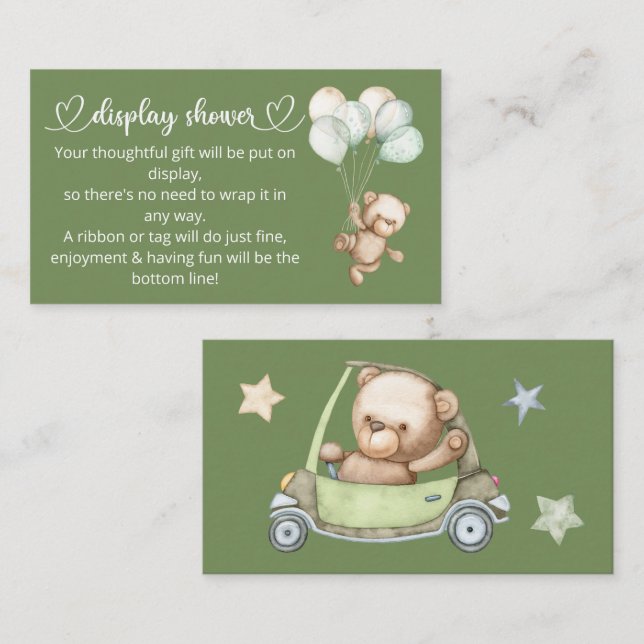 Teddy Bear Baby Bear Baby Shower Enclosure Card (Front/Back)
