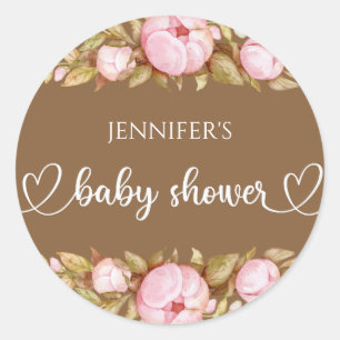 Teddy Bear Baby Bear Baby Shower Floral  Classic R Round Sticker