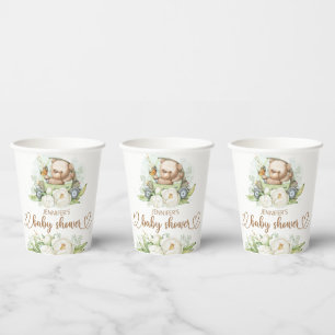 Teddy Bear Baby Bear Baby Shower Floral  Paper Cups