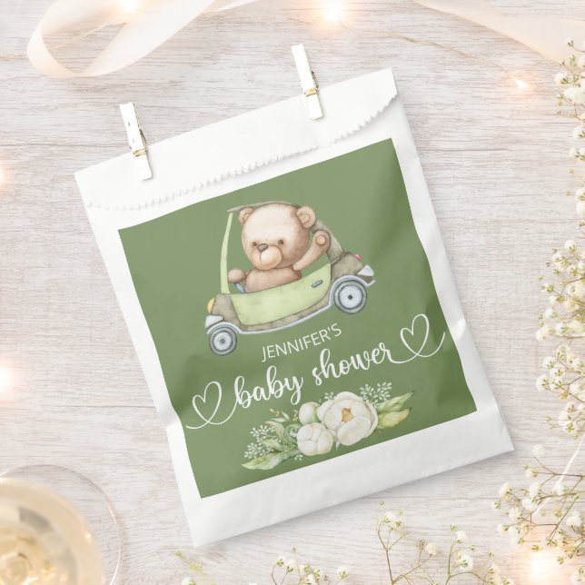 Teddy Bear Baby Bear Baby Shower Green  Favour Bag (Clipped)