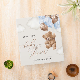 Teddy Bear, Baby Bear, Blue Balloons, Baby Shower Binder