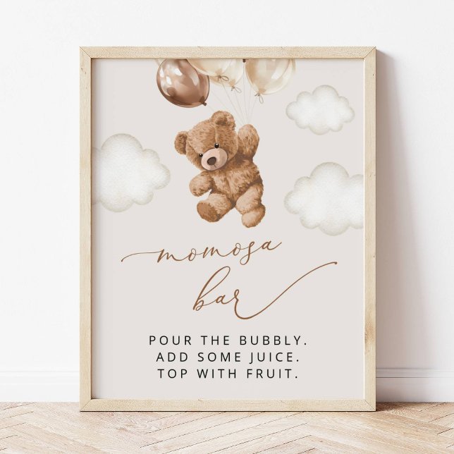 Teddy Bear, Baby Bear, Brown Balloons, Momosa Bar Poster (Creator Uploaded)