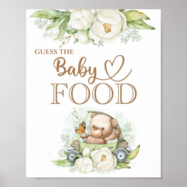 Teddy Bear Baby Bear “Guess the Baby Food” Poster (Front)