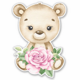 Teddy Bear Baby Bear Pink Cute Animal Sticker