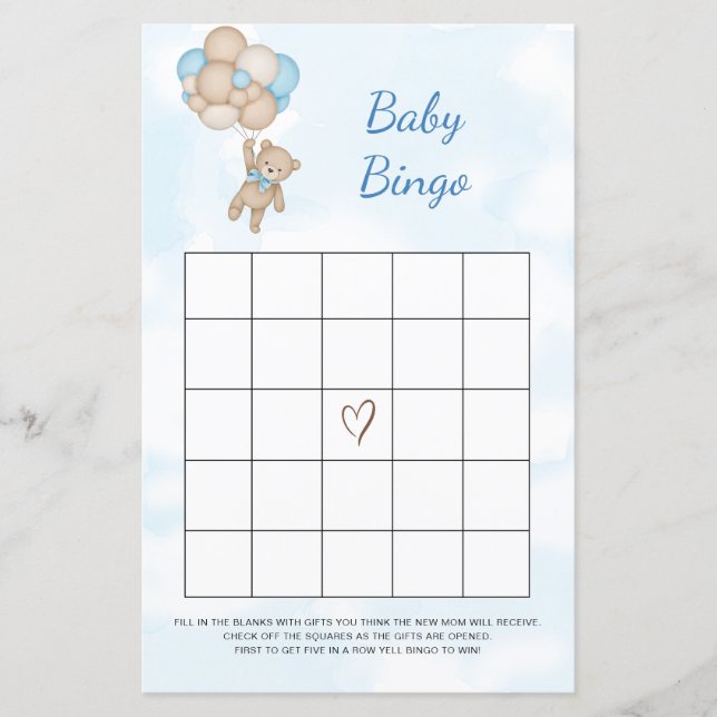 Teddy Bear Baby Bingo Game (Front)