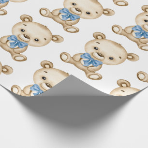 Teddy Bear Baby Boy Baby Shower Wrapping Paper