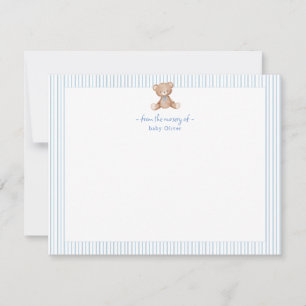 Teddy Bear Baby Boy blue border Thank You Card