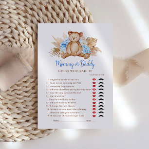 Teddy Bear Baby Boy Mommy or Daddy Game