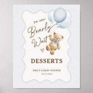 Teddy Bear Baby Boy Shower Desserts Poster