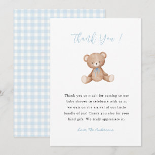 Teddy Bear Baby Boy shower Thank you card