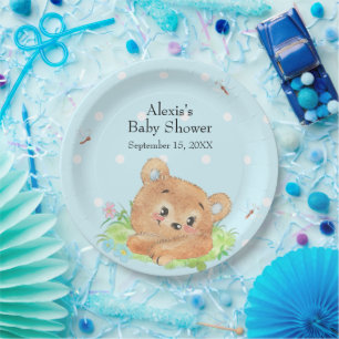 Teddy Bear Baby Boy Theme Paper Plate