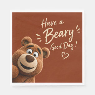 Teddy Bear Baby Cute Rustic Brown Baby Shower Napkin