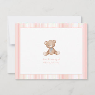 Teddy Bear Baby girl Baby Shower Card