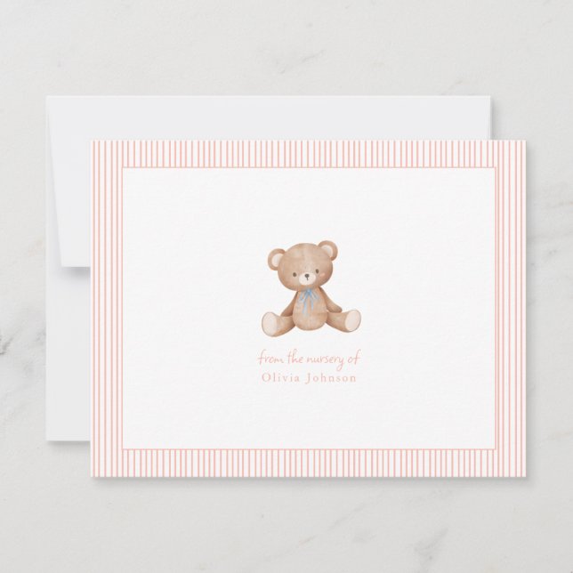 Teddy Bear Baby girl Baby Shower  Card (Front)