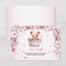 Teddy Bear Baby Girl Pink Flowers Baby Shower