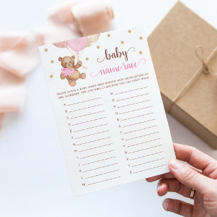 Teddy Bear Baby Name Race Baby shower Carte de jeu