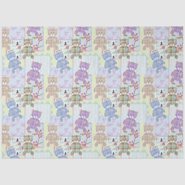 Teddy bear, baby pattern tissue paper (Front)