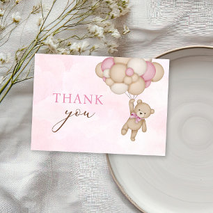 Teddy Bear Baby Pink Thank You Card