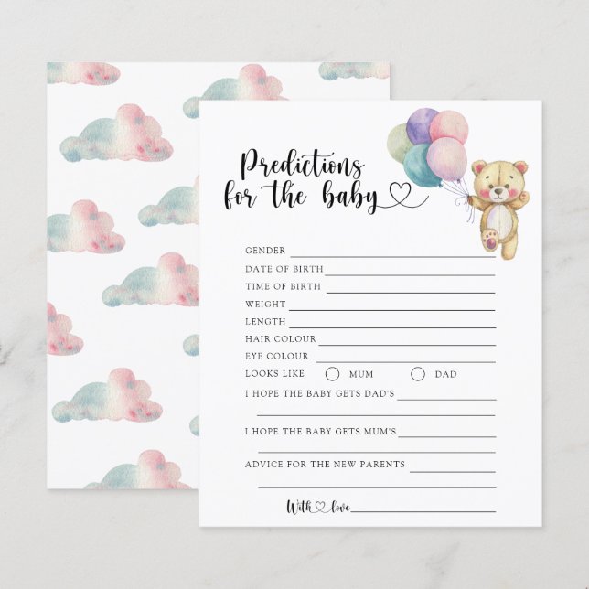Teddy bear - baby predictions and advice (Front/Back)