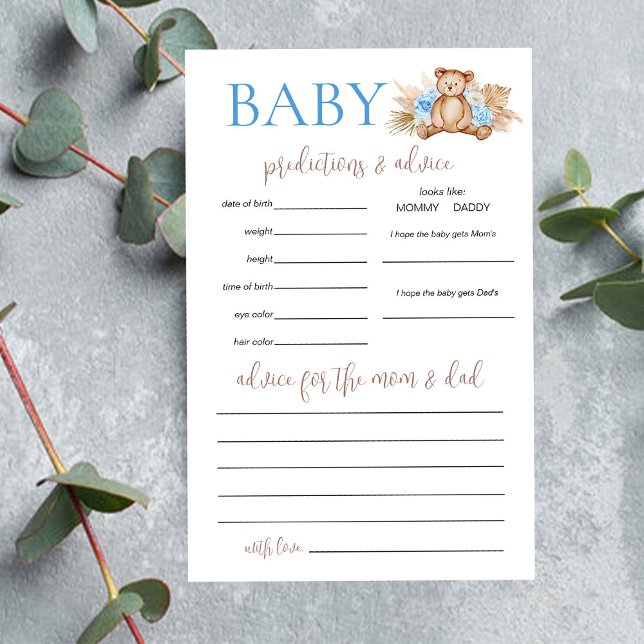 Teddy Bear Baby Predictions Game Flyer (Creator Uploaded)