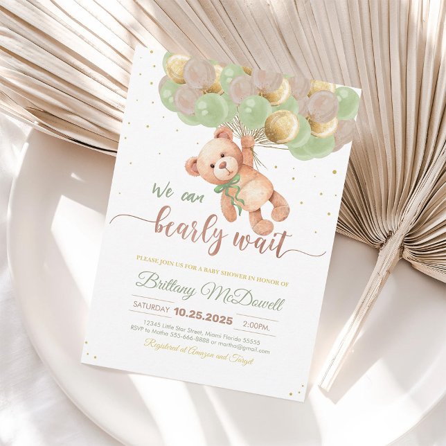Teddy Bear Baby Shower Balloons Invitation (Creator Uploaded)