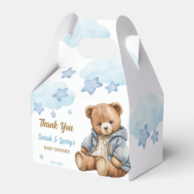 Teddy bear baby shower bearly wait thank you favor box (Front Side)