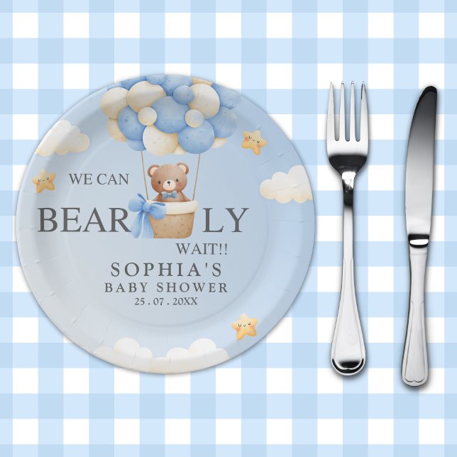 Teddy Bear Baby shower boy Decoration Paper Plate (Creator Uploaded)