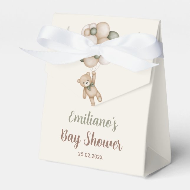 Teddy Bear Baby Shower Boy Favor Box (Front Side)