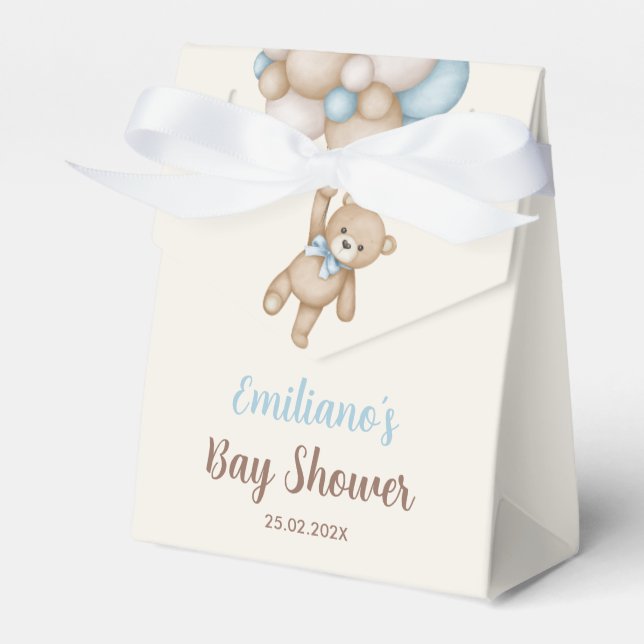 Teddy Bear Baby Shower Boy Favor Box (Front Side)
