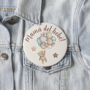 Teddy Bear Baby Shower Boy in Spanish 4 Inch Round Button
