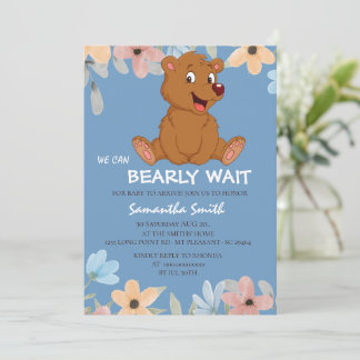 Teddy Bear Baby Shower Boy Invitation