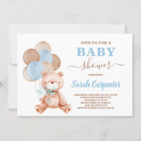 Teddy Bear Baby shower Boy Invitation