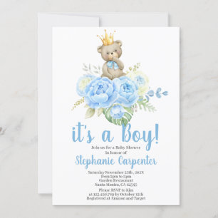 Teddy Bear Baby shower Boy Invitation