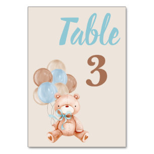 Teddy Bear Baby Shower Boy Table Number