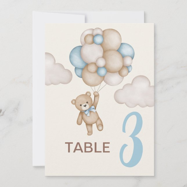 Teddy Bear Baby Shower Boy table sign Invitation (Front)