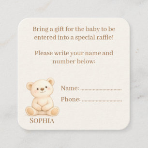 Teddy Bear Baby Shower Diaper Raffle Enclosure Card