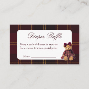 Teddy Bear Baby Shower Diaper Raffle Enclosure Card
