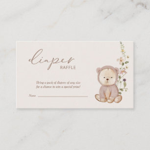 Teddy Bear Baby Shower Diaper Raffle Enclosure Card