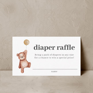 Teddy Bear Baby Shower Diaper Raffle Insert