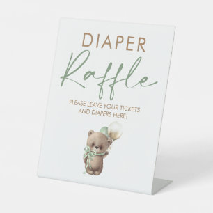 Teddy Bear Baby Shower Diaper Raffle Ticket  Pedestal Sign