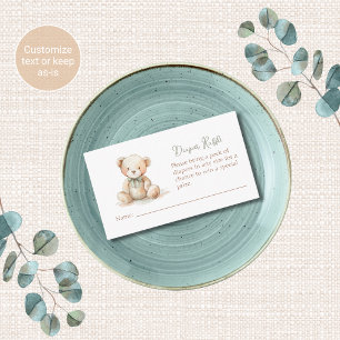 Teddy Bear Baby Shower Diaper Raffle Tickets Enclosure Card