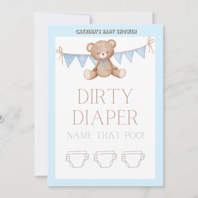 Teddy Bear Baby Shower - Editable Name, 5x7 size I Invitation (Front)