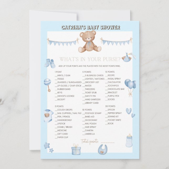 Teddy Bear Baby Shower - Editable Name, 5x7 size I Invitation (Front)