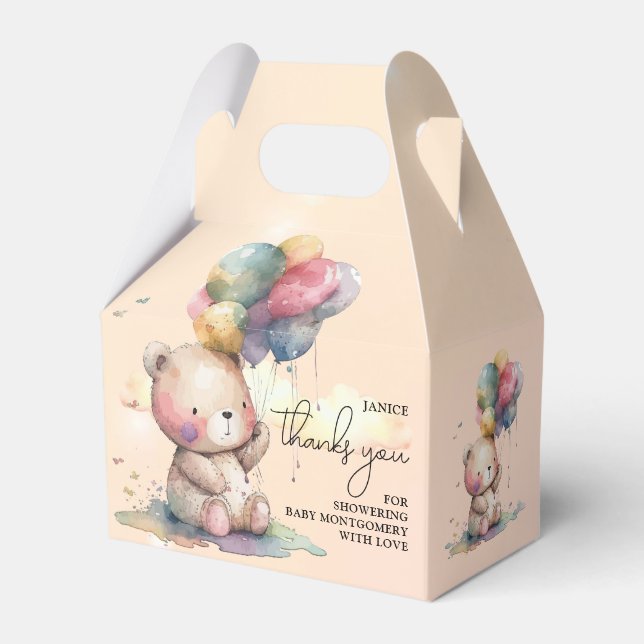 Teddy Bear Baby Shower Favor Box (Front Side)