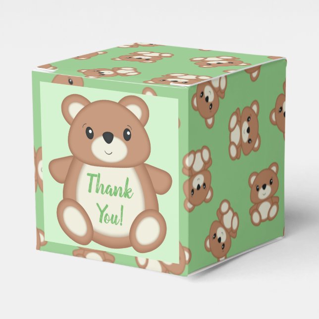 Teddy Bear Baby Shower Favor Box (Front Side)