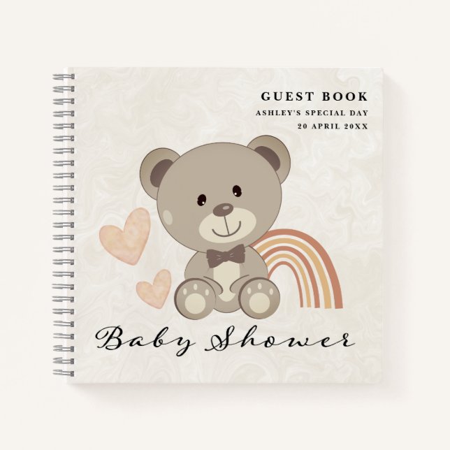 Teddy Bear Baby shower Genre Neutre Livre d'invité (Devant)